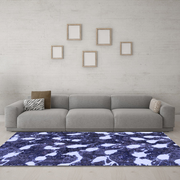 Machine Washable Abstract Blue Modern Rug in a Living Room, wshabs1188blu