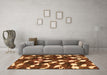 Machine Washable Abstract Orange Modern Area Rugs in a Living Room, wshabs1188org