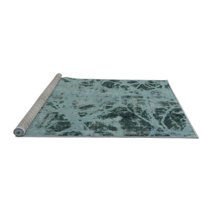 Sideview of Machine Washable Abstract Green Rug, wshabs1189