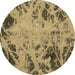 Round Abstract Brown Modern Rug, abs1189brn