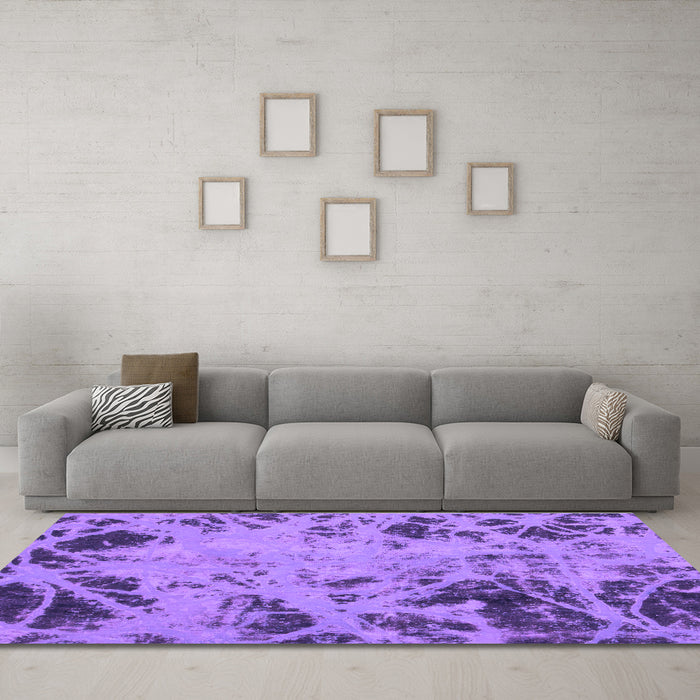 Machine Washable Abstract Purple Modern Area Rugs in a Living Room, wshabs1189pur