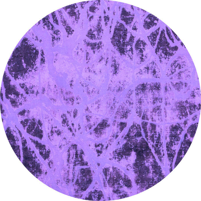 Round Machine Washable Abstract Purple Modern Area Rugs, wshabs1189pur