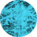 Round Machine Washable Abstract Light Blue Modern Rug, wshabs1189lblu