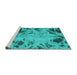 Sideview of Machine Washable Abstract Turquoise Modern Area Rugs, wshabs1189turq