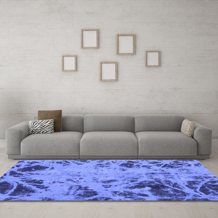 Machine Washable Abstract Blue Modern Rug in a Living Room, wshabs1189blu