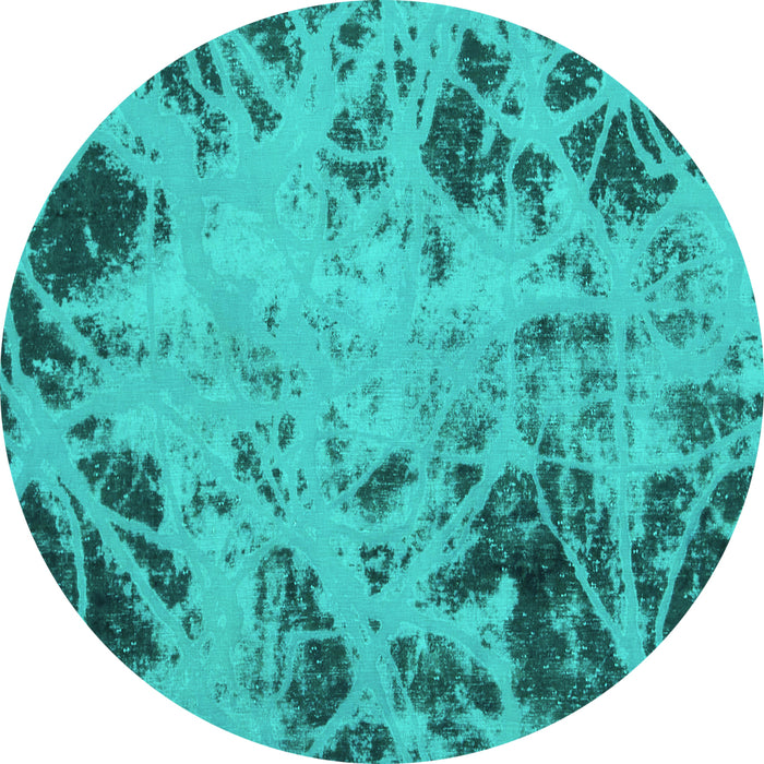Round Abstract Turquoise Modern Rug, abs1189turq
