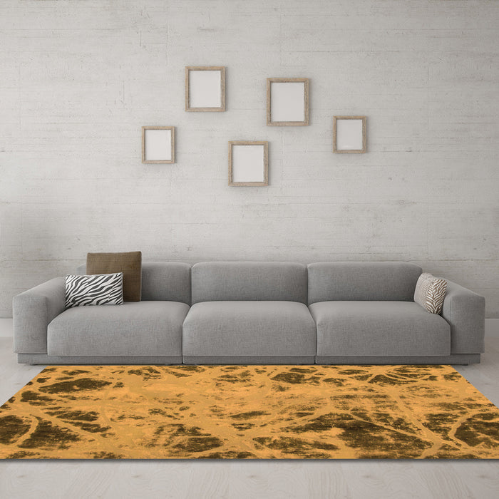 Machine Washable Abstract Orange Modern Area Rugs in a Living Room, wshabs1189org