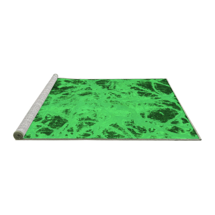 Sideview of Machine Washable Abstract Green Modern Area Rugs, wshabs1189grn