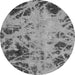 Round Machine Washable Abstract Gray Modern Rug, wshabs1189gry