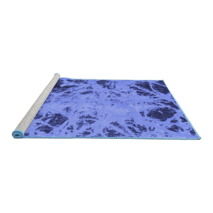 Sideview of Machine Washable Abstract Blue Modern Rug, wshabs1189blu