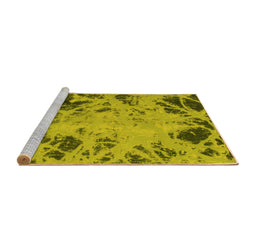 Sideview of Machine Washable Abstract Yellow Modern Rug, wshabs1189yw