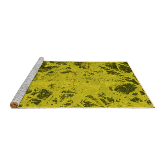 Sideview of Machine Washable Abstract Yellow Modern Rug, wshabs1189yw
