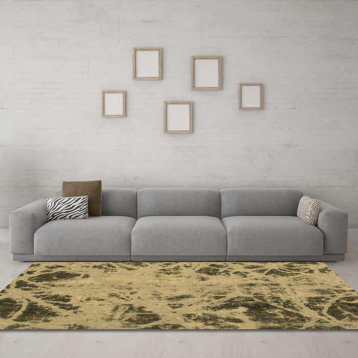 Machine Washable Abstract Brown Modern Rug in a Living Room,, wshabs1189brn