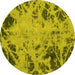 Round Machine Washable Abstract Yellow Modern Rug, wshabs1189yw