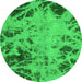 Round Abstract Green Modern Rug, abs1189grn