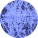 Round Abstract Blue Modern Rug, abs1189blu