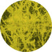 Round Abstract Yellow Modern Rug, abs1189yw