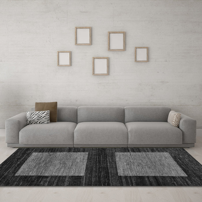 Machine Washable Abstract Gray Modern Rug in a Living Room,, wshabs118gry