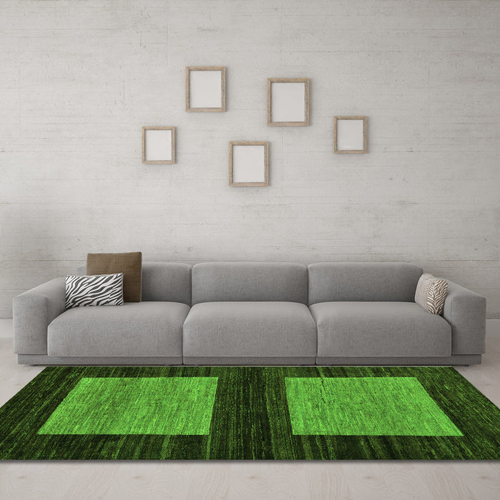 Machine Washable Abstract Green Modern Area Rugs in a Living Room,, wshabs118grn