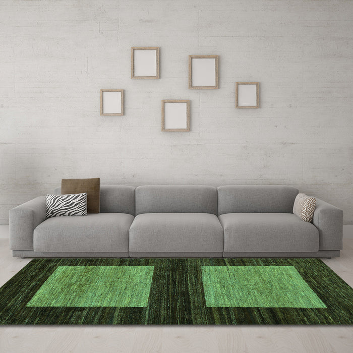 Machine Washable Abstract Turquoise Modern Area Rugs in a Living Room,, wshabs118turq