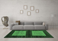 Machine Washable Abstract Emerald Green Modern Rug, wshabs118emgrn