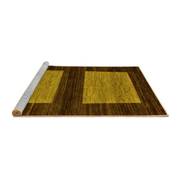 Sideview of Machine Washable Abstract Yellow Modern Rug, wshabs118yw