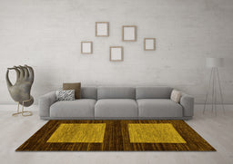 Machine Washable Abstract Yellow Modern Rug in a Living Room, wshabs118yw