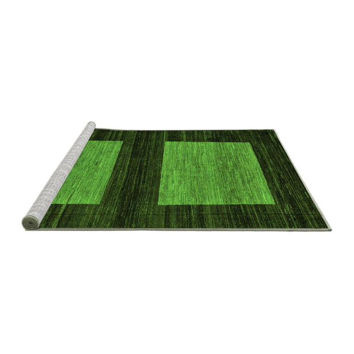 Sideview of Machine Washable Abstract Green Modern Area Rugs, wshabs118grn
