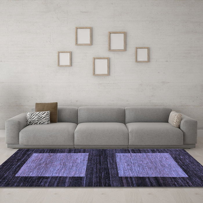 Machine Washable Abstract Blue Modern Rug in a Living Room, wshabs118blu