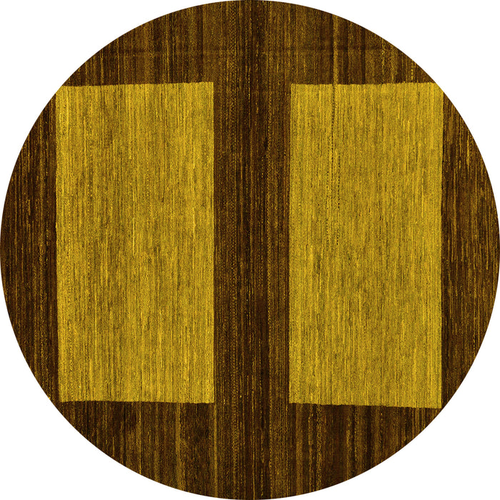Round Machine Washable Abstract Yellow Modern Rug, wshabs118yw