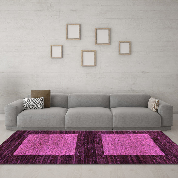 Machine Washable Abstract Purple Modern Area Rugs in a Living Room, wshabs118pur