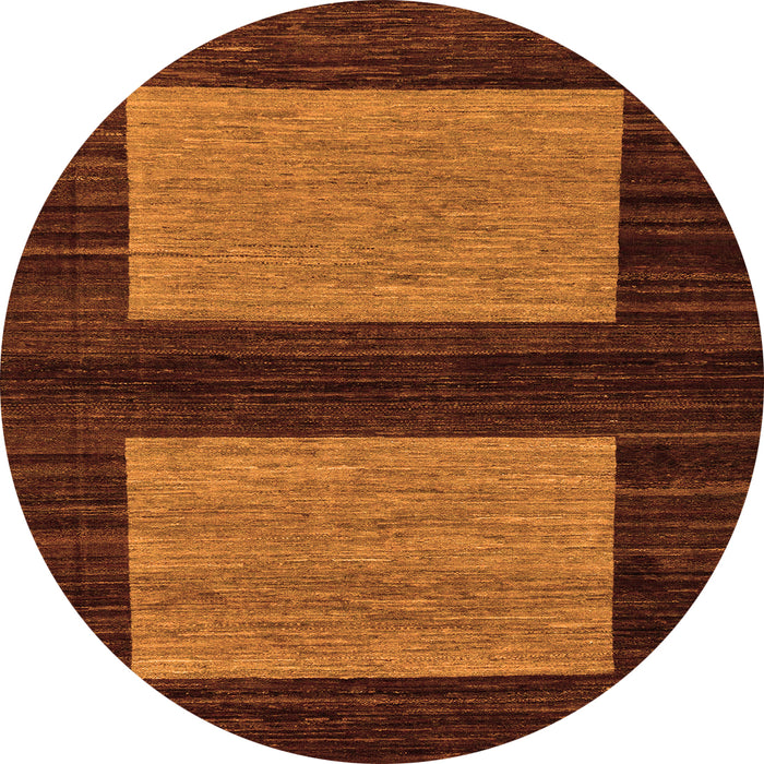 Round Machine Washable Abstract Orange Modern Area Rugs, wshabs118org