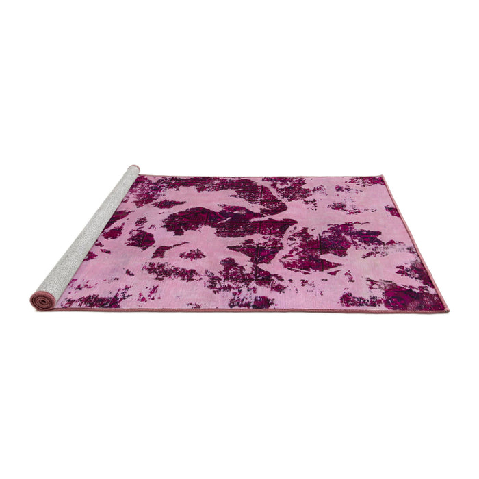 Sideview of Machine Washable Abstract Hot Pink Rug, wshabs1190