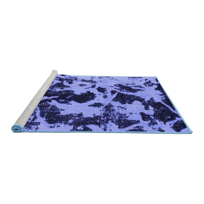 Sideview of Machine Washable Abstract Blue Modern Rug, wshabs1190blu
