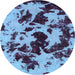 Round Abstract Light Blue Modern Rug, abs1190lblu