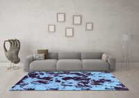 Machine Washable Abstract Light Blue Modern Rug, wshabs1190lblu