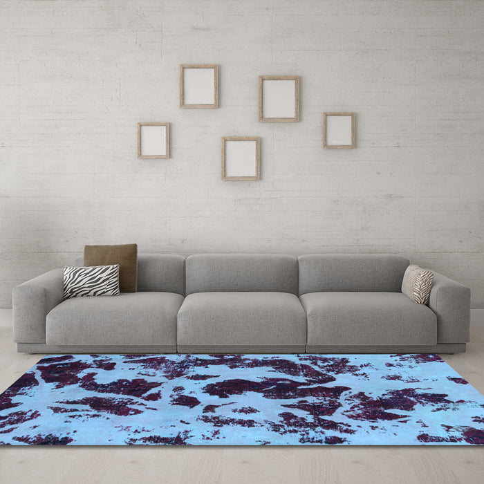 Machine Washable Abstract Light Blue Modern Rug in a Living Room, wshabs1190lblu