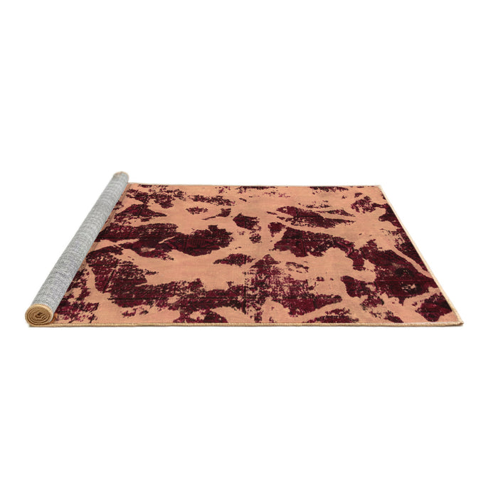 Sideview of Machine Washable Abstract Brown Modern Rug, wshabs1190brn