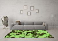 Machine Washable Abstract Green Modern Rug, wshabs1190grn