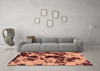 Machine Washable Abstract Brown Modern Rug, wshabs1190brn