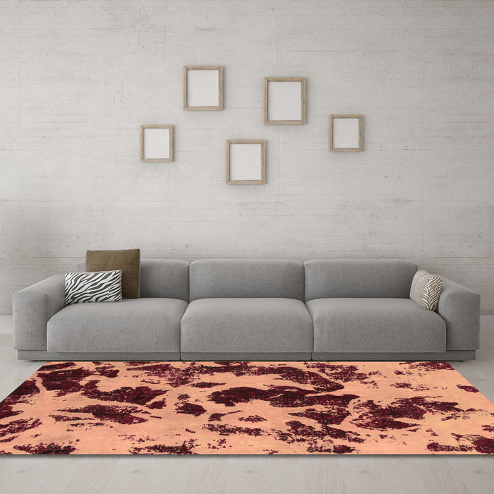 Machine Washable Abstract Brown Modern Rug in a Living Room,, wshabs1190brn