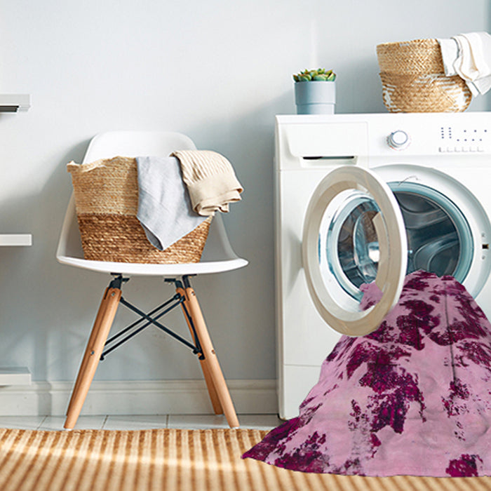 Machine Washable Abstract Hot Pink Rug in a Washing Machine, wshabs1190