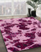 Machine Washable Abstract Hot Pink Rug in a Family Room, wshabs1190