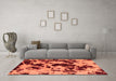 Machine Washable Abstract Orange Modern Area Rugs in a Living Room, wshabs1190org