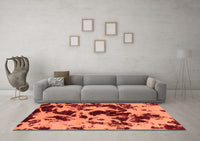 Machine Washable Abstract Orange Modern Rug, wshabs1190org