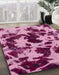 Abstract Hot Pink Modern Rug in Family Room, abs1190