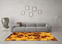 Machine Washable Abstract Yellow Modern Rug, wshabs1190yw