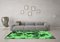 Machine Washable Abstract Emerald Green Modern Rug, wshabs1190emgrn