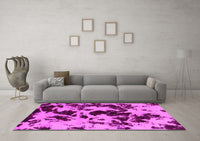 Machine Washable Abstract Pink Modern Rug, wshabs1190pnk