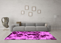 Machine Washable Abstract Pink Modern Rug in a Living Room, wshabs1190pnk